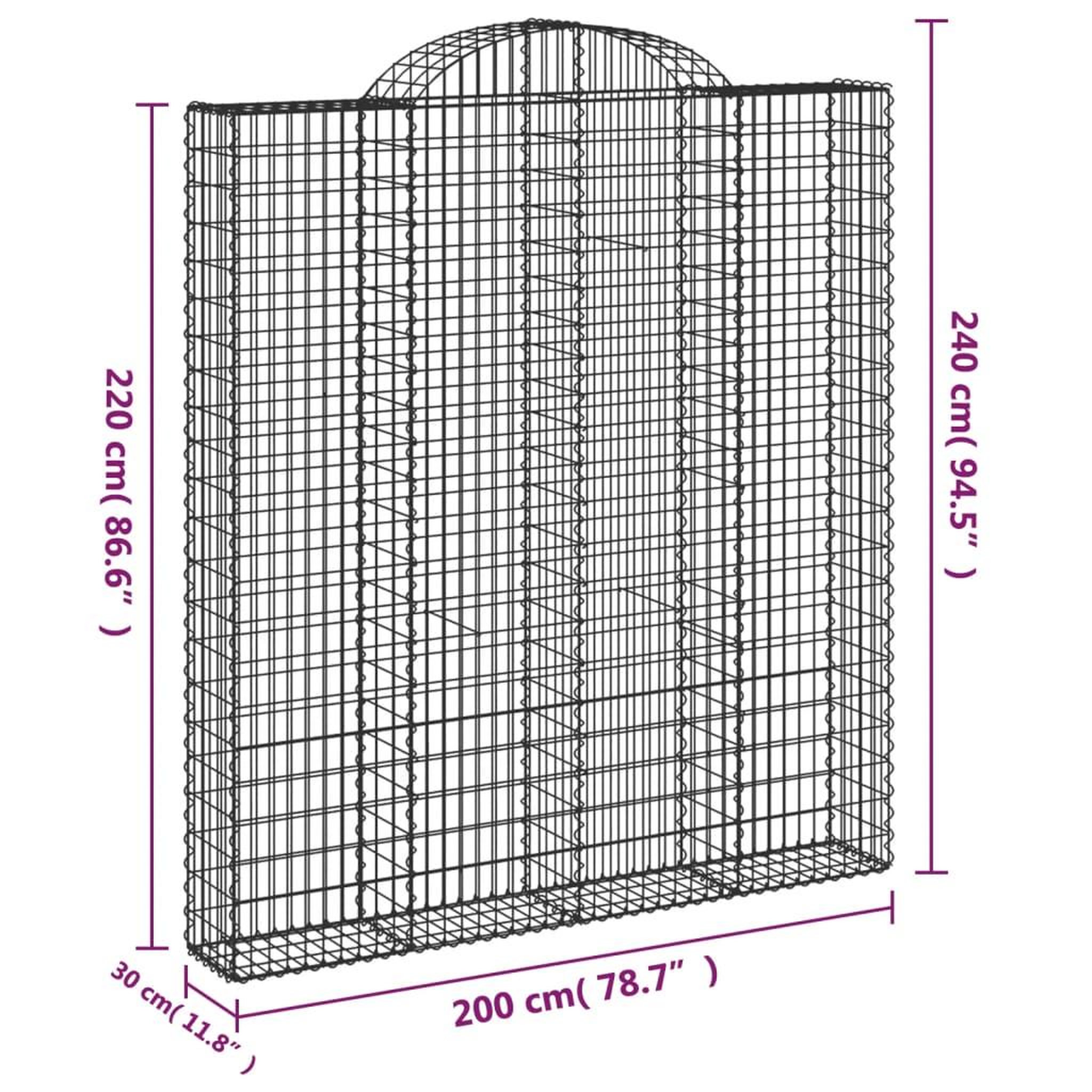 Voir la diapositive 6 : VIDAXL Paniers a gabions arques 4 pcs 200x30x220/240 cm fer galvanise