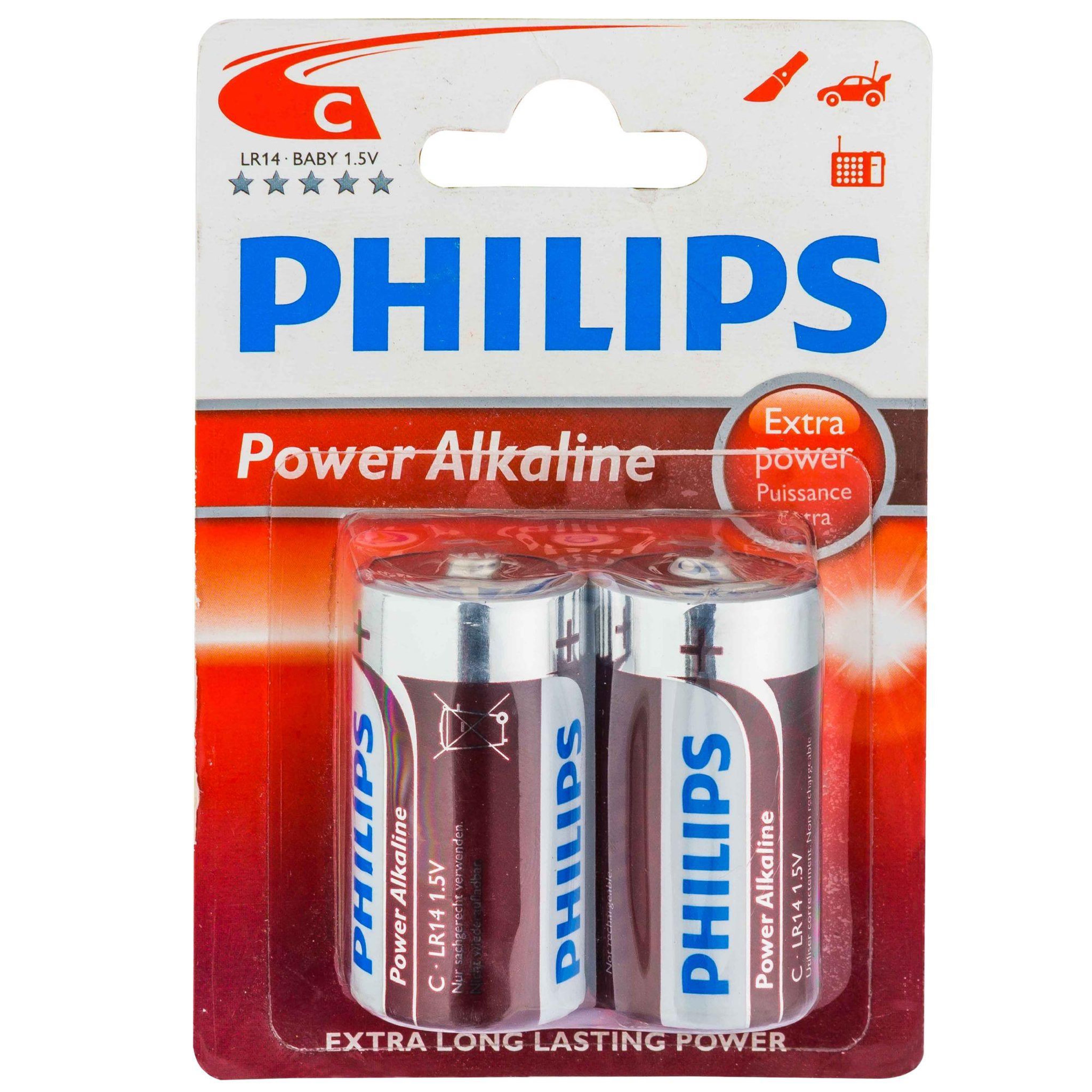 Voir la diapositive 2 : Philips Pile philips lr14  c  alcaline 2pcs