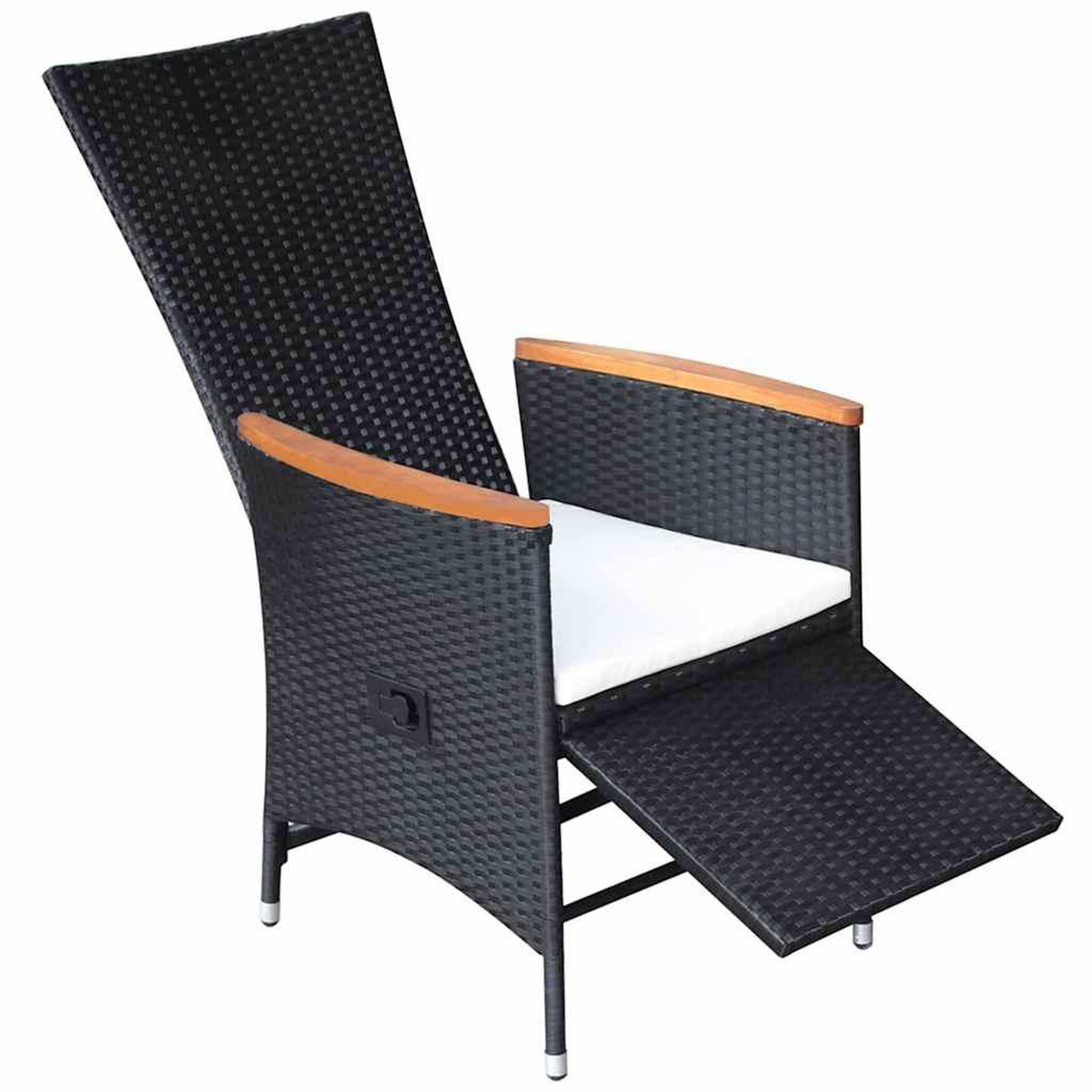 Voir la diapositive 6 : VIDAXL Chaise inclinable de jardin 2pc et coussins Resine tressee Noir