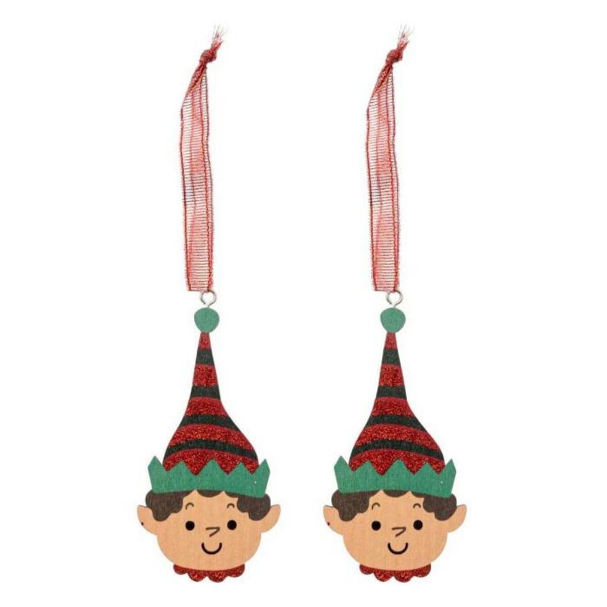 ATMOSPHERA Lot de 2 Sujets de Noël  Tête de Lutin  11cm Multicolore