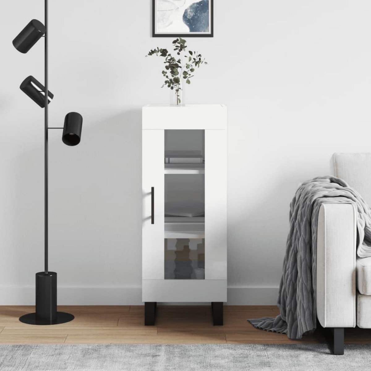 VIDAXL Buffet Blanc brillant 34,5x34x90 cm Bois d'ingenierie