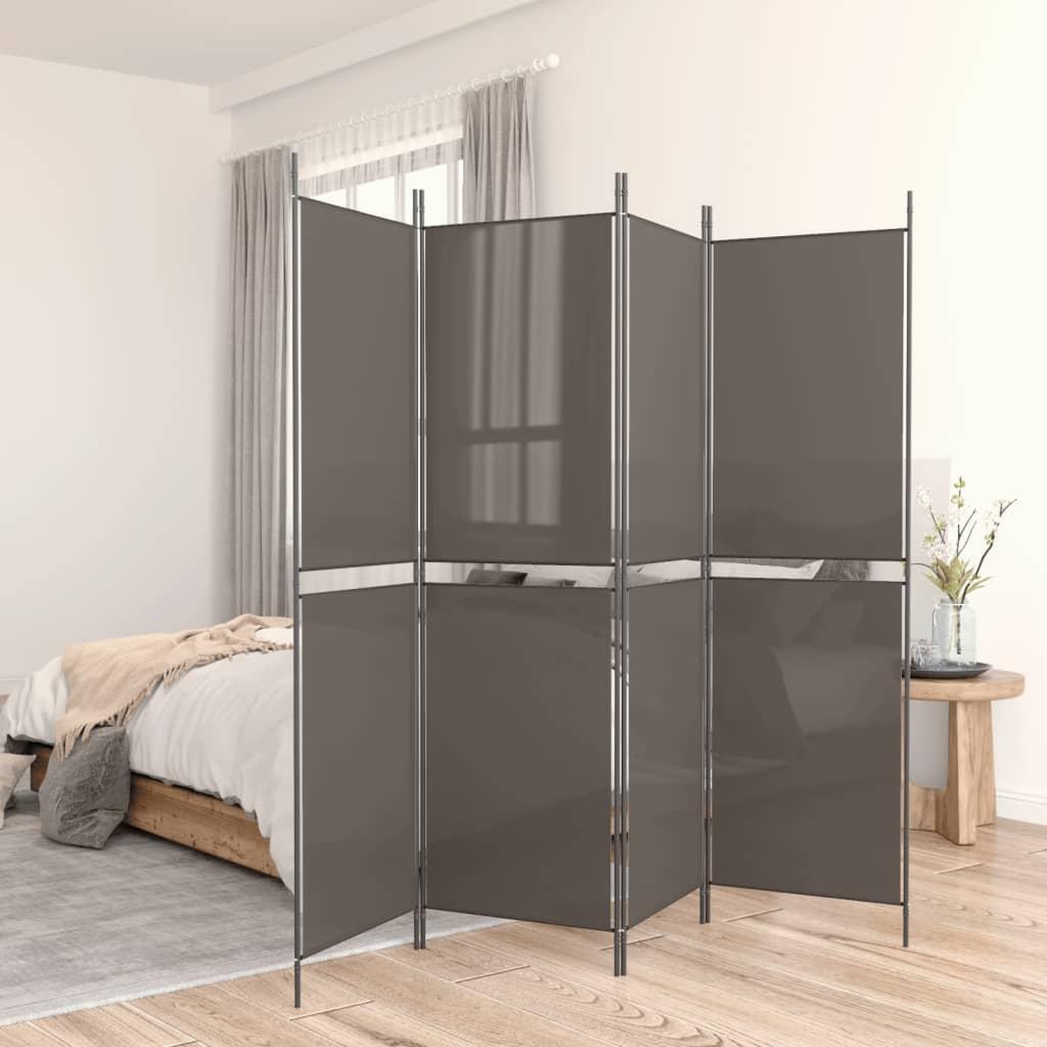 Voir la diapositive 1 : VIDAXL Cloison de separation 5 panneaux Anthracite 250x200 cm Tissu