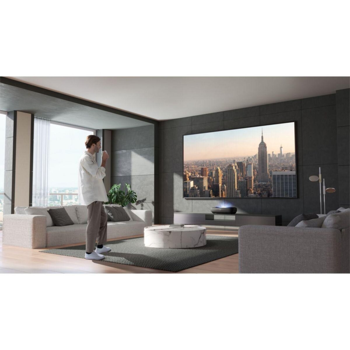 Hisense Vidéoprojecteur home cinéma 120L9HA Laser TV + écran ALR FRESNEL