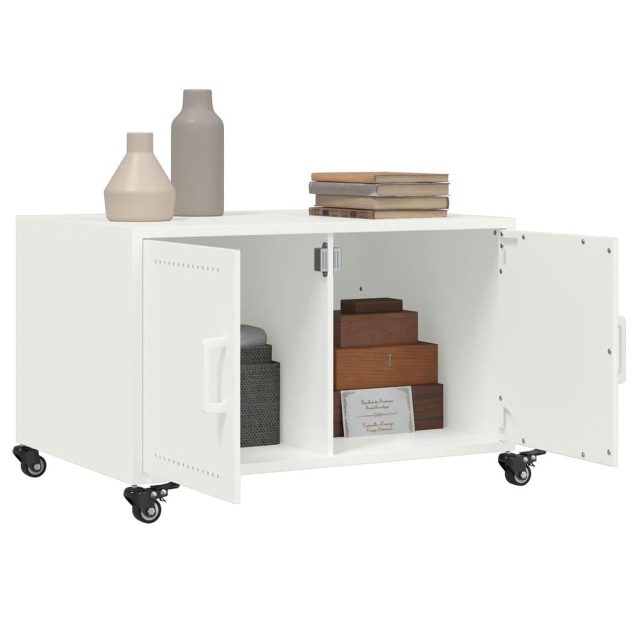 Voir la diapositive 4 : VIDAXL Table basse blanc 68x50x43,5 cm acier