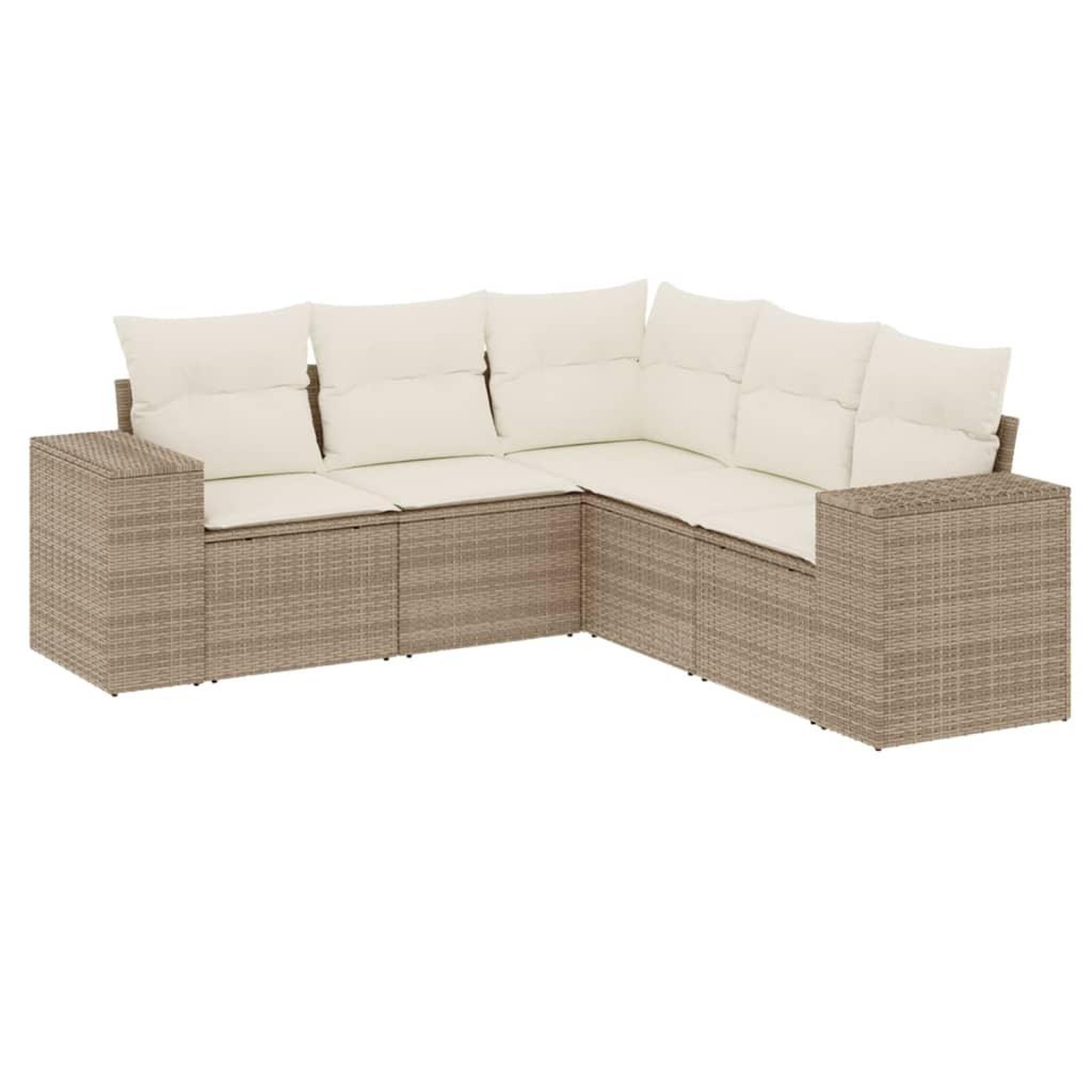 Voir la diapositive 2 : VIDAXL Salon de jardin avec coussins 5 pcs beige resine tressee