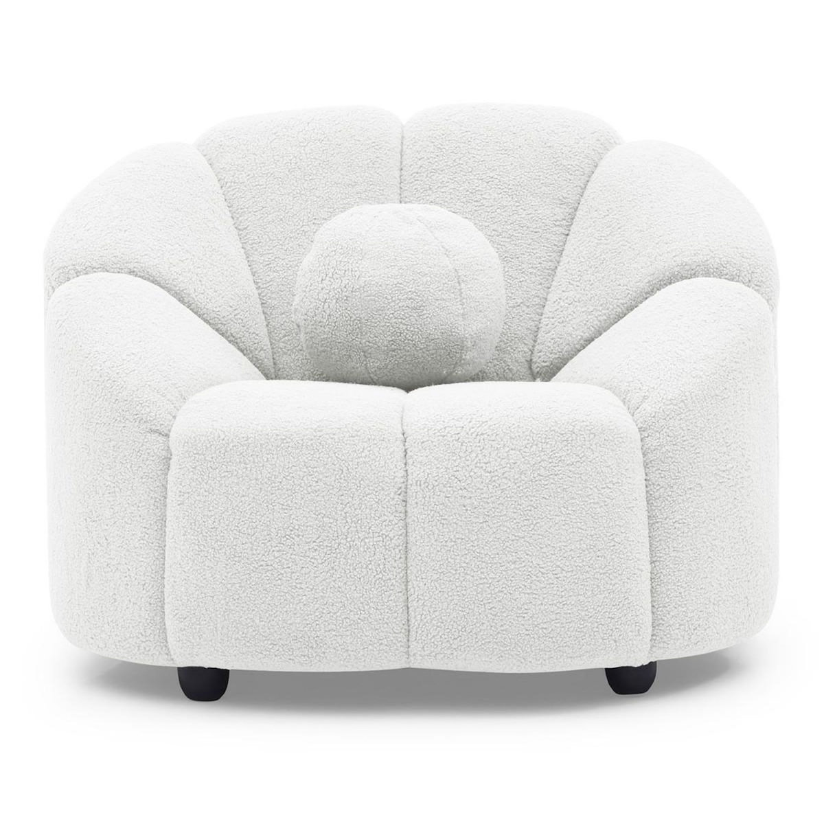 Paris Prix Fauteuil Design Bouclette  Spenser  103cm Blanc