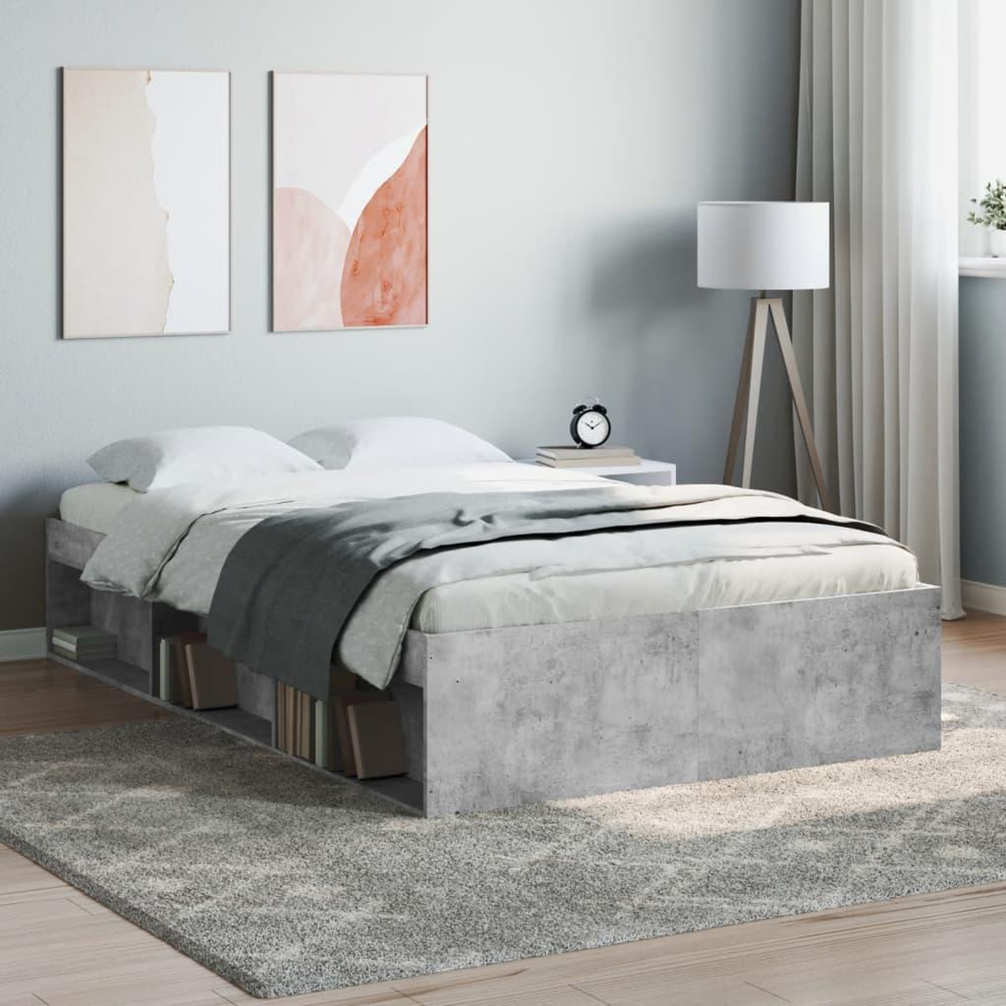 VIDAXL Cadre de lit sans matelas gris beton 120x190 cm