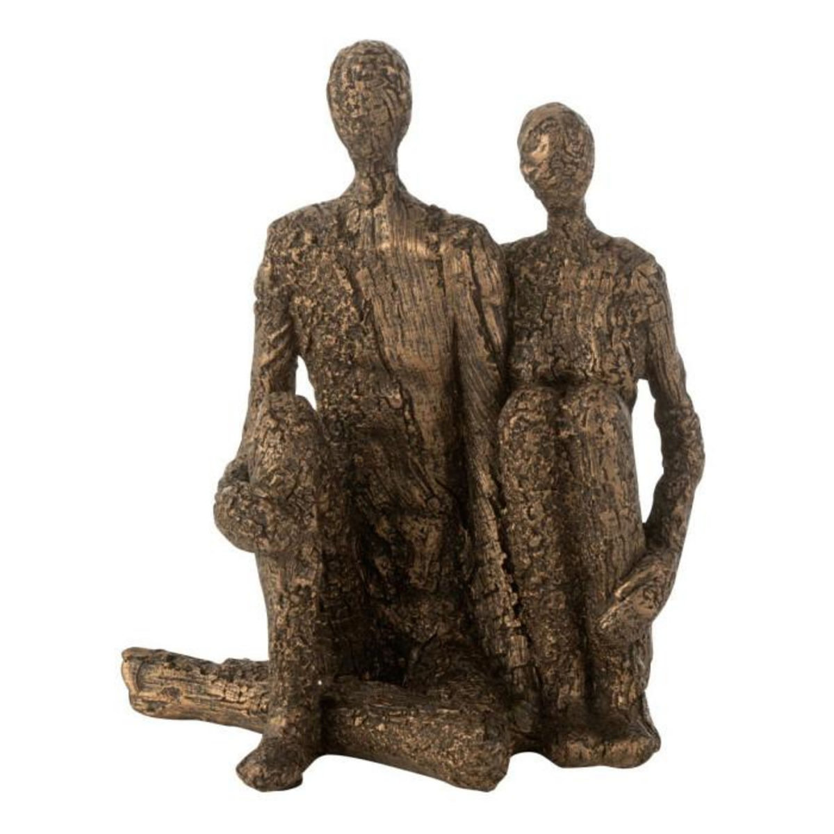 Paris Prix Statuette Couple Assis  Câlin  21cm Marron & Or