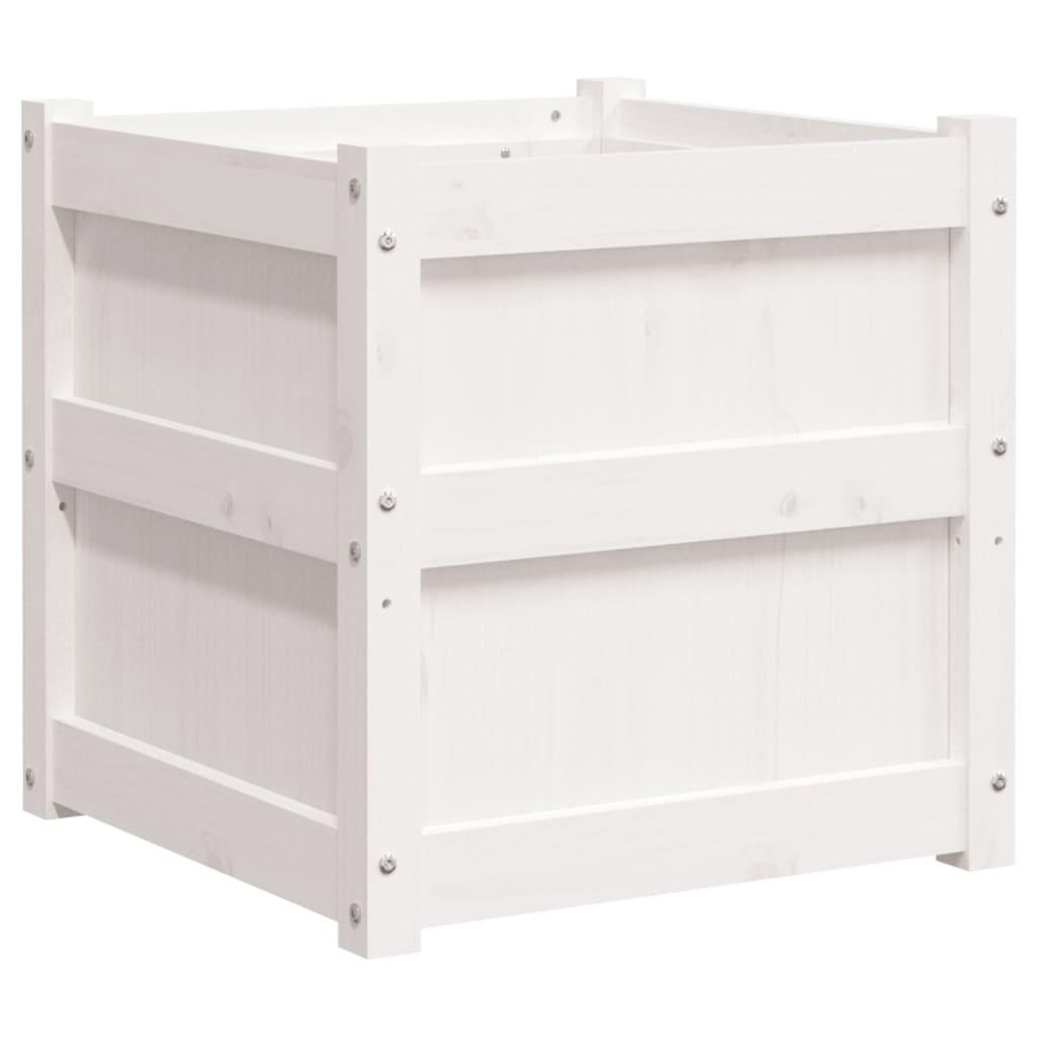 Voir la diapositive 2 : VIDAXL Jardiniere blanc 50x50x50 cm bois de pin massif
