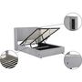 Voir la diapositive 3 : Habitat et Jardin Lit double en velours côtelé avec coffre et lampe intégré  Cortina  - 140 x 190 cm - Gris