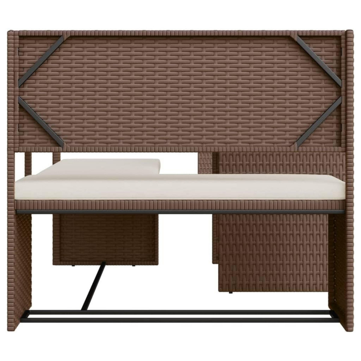 VIDAXL Canape de jardin avec table et coussins en forme de L marron