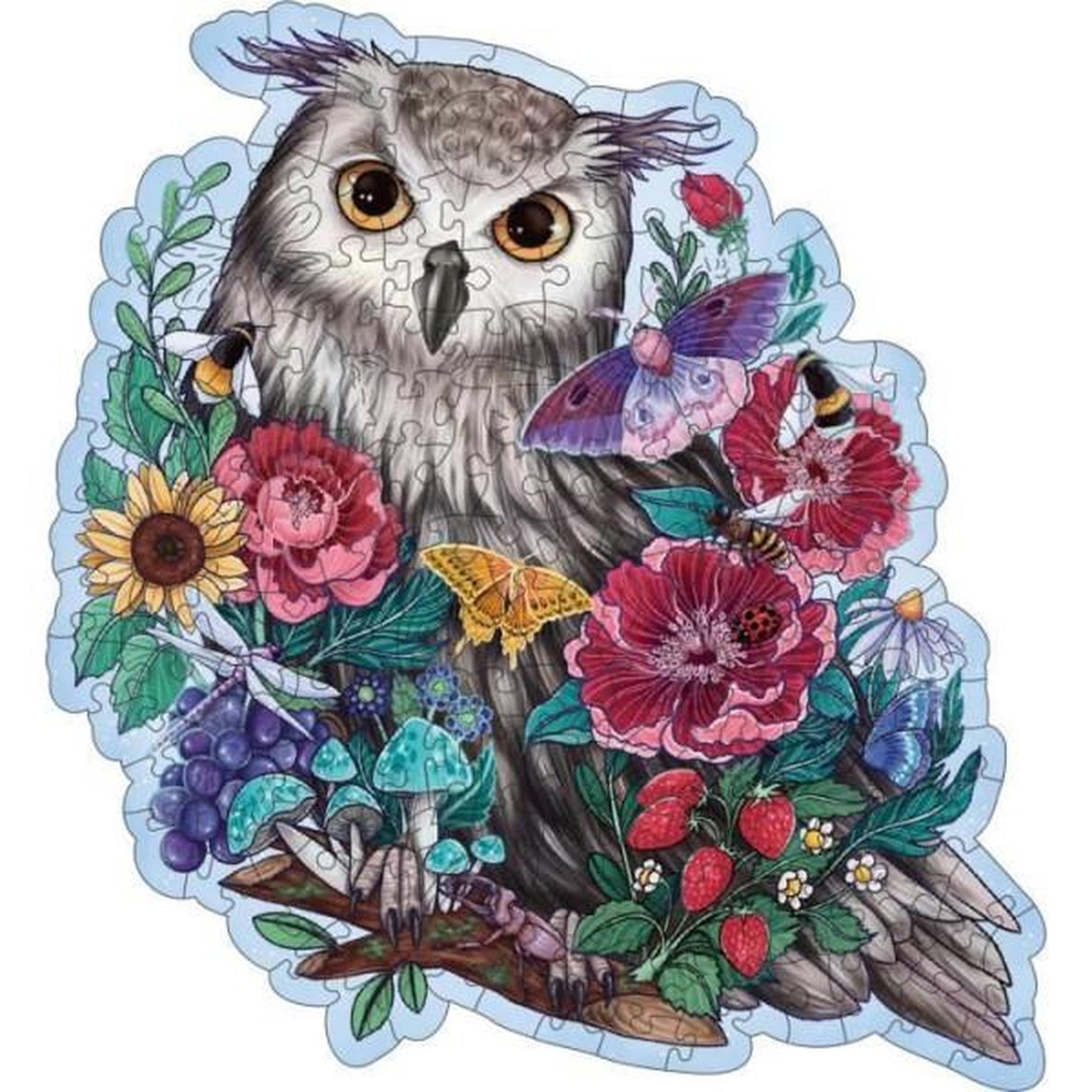Voir la diapositive 3 : RAVENSBURGER Puzzle en bois 150 pièces – Hibou floral – Illustration artistique nature – Puzzle premium adulte – Ravensburger