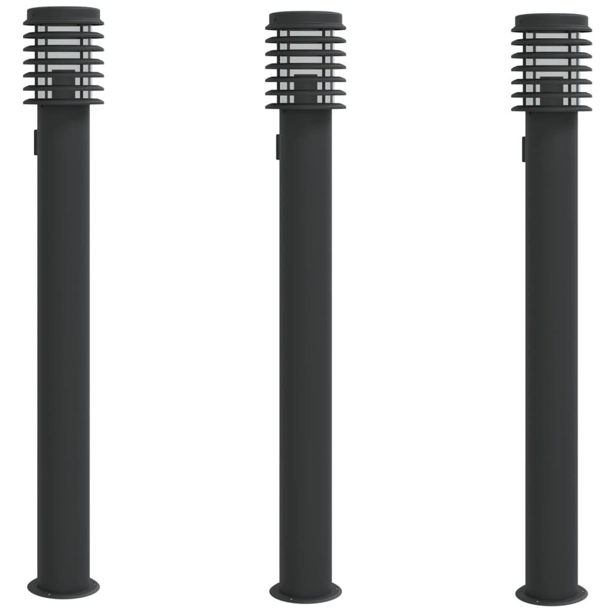 Voir la diapositive 2 : VIDAXL Lampadaires d'exterieur avec sortie 3 pcs noir acier inoxydable