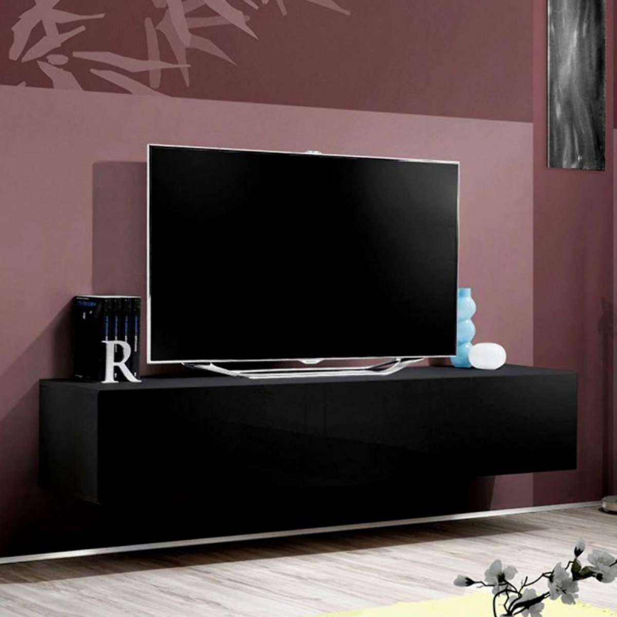 Paris Prix Meuble TV Mural Design  Fly I  160cm Noir