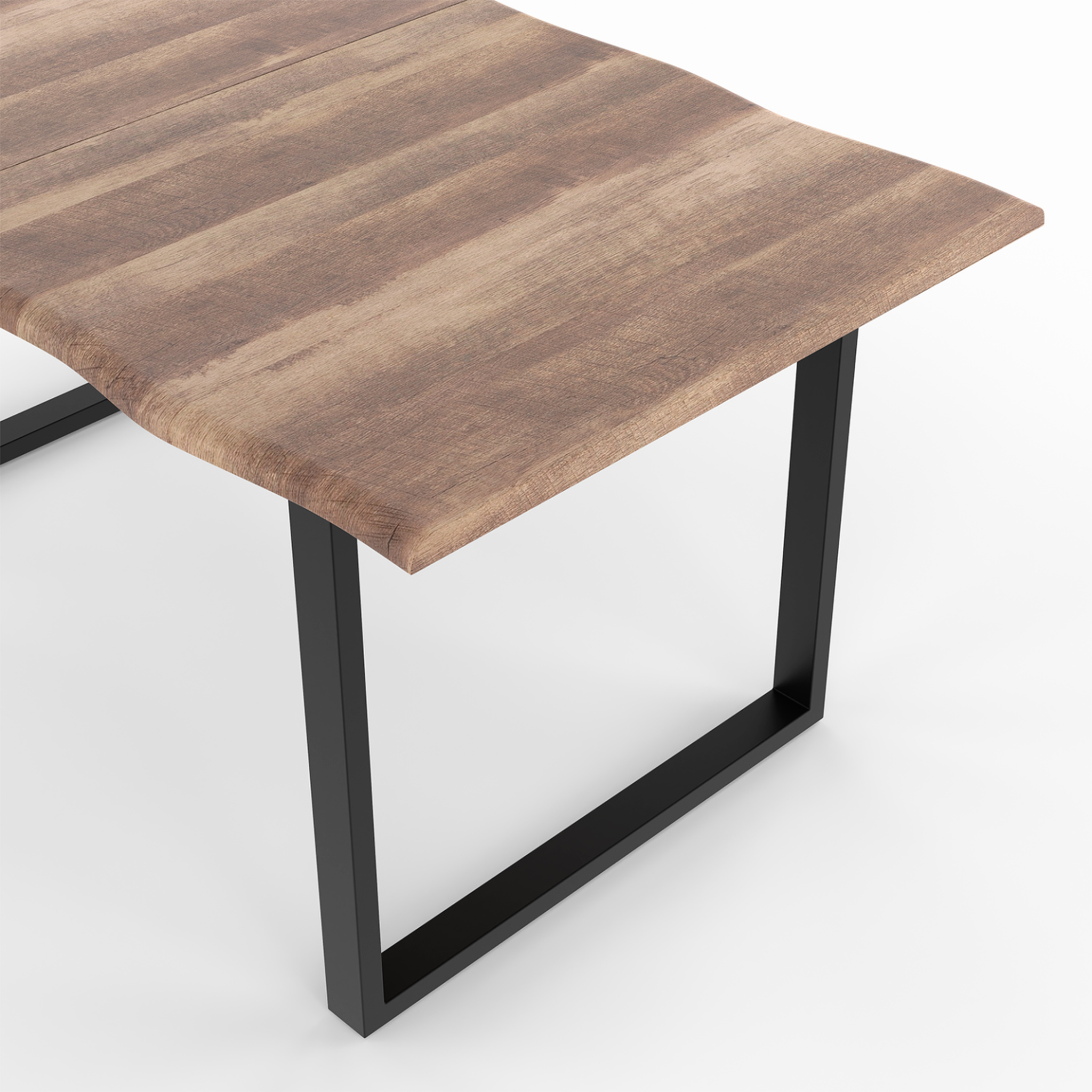Voir la diapositive 4 : ID MARKET Table à manger rectangle dakota 6 personnes pieds forme en u design industriel 160 cm