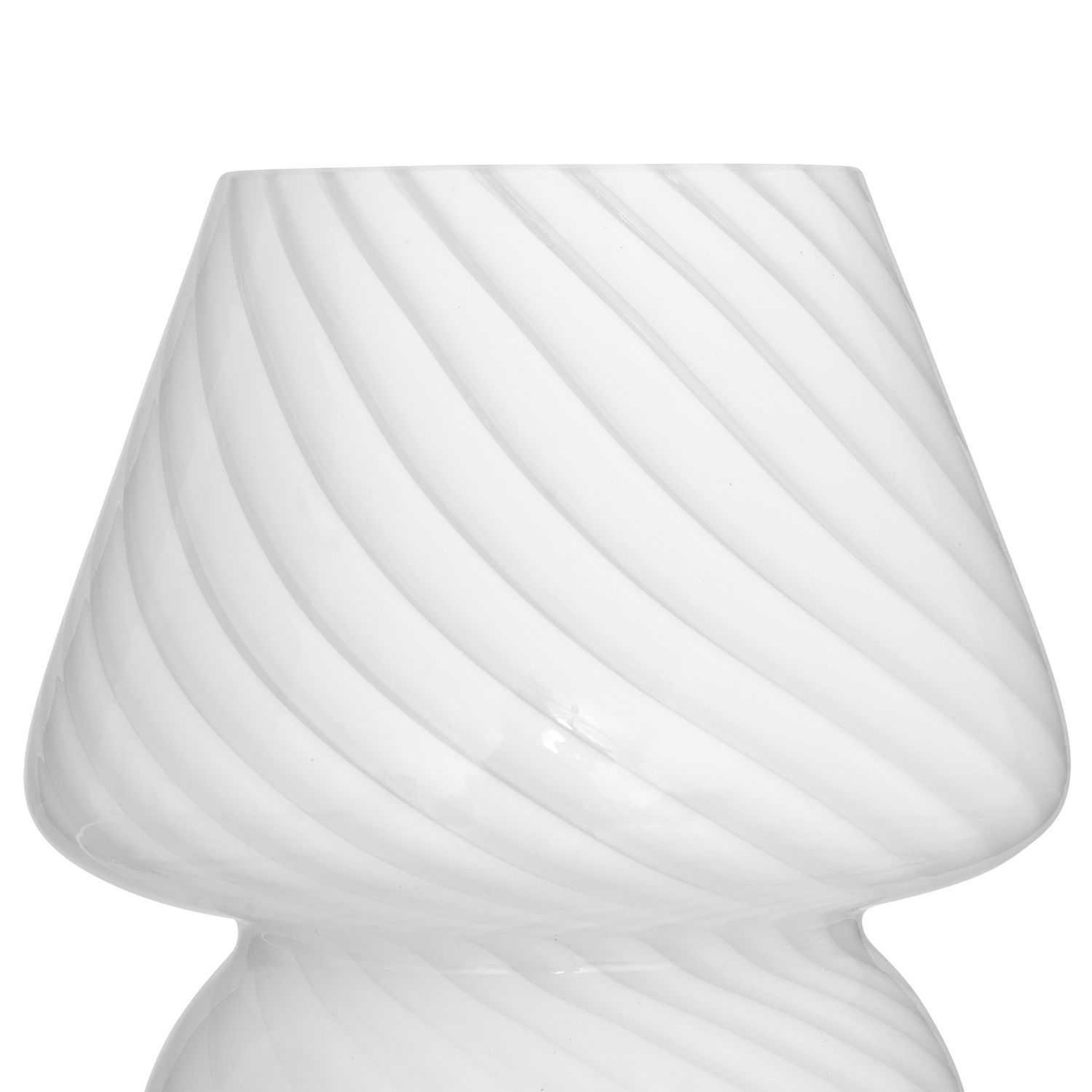Voir la diapositive 4 : ATMOSPHERA Lampe champignon en verre - hauteur 18 cm - blanc