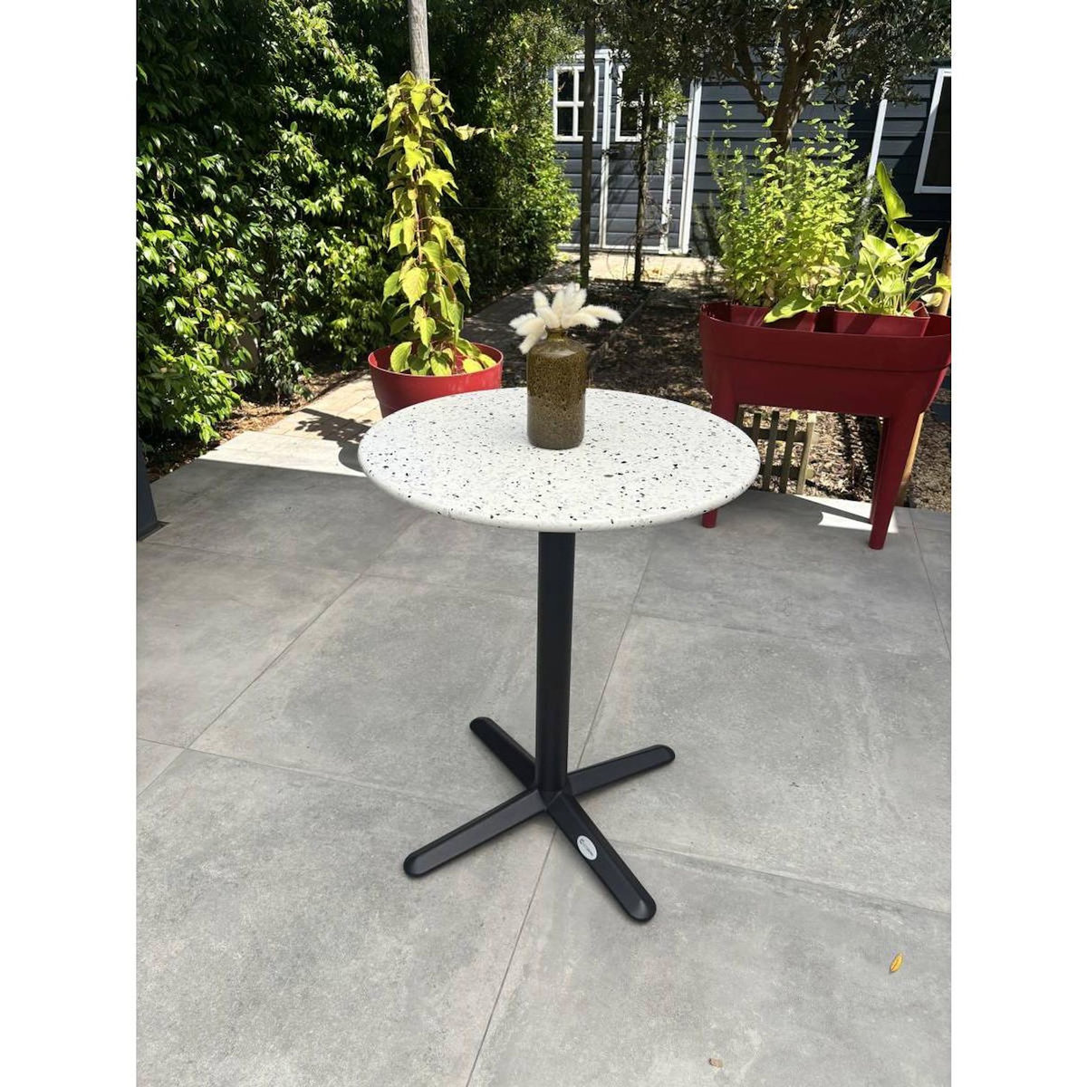Paris Prix Ensemble Table de Jardin en Terrazzo & 2 Chaises  Bistro  60cm Bleu
