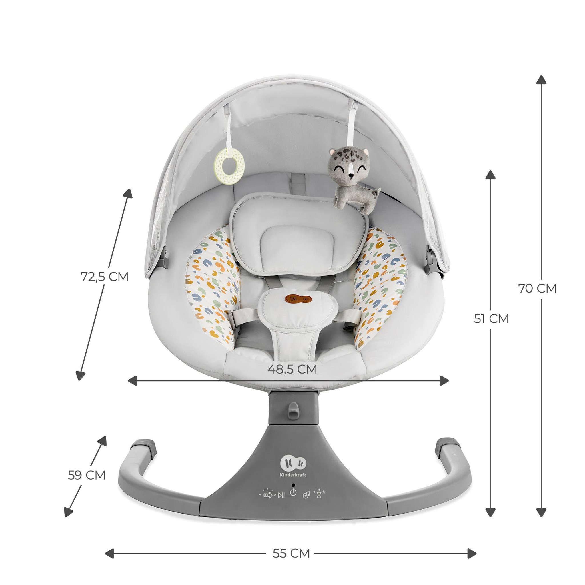 Voir la diapositive 1 : KINDERKRAFT Balancelle transat electrique 2en1 clair pratique