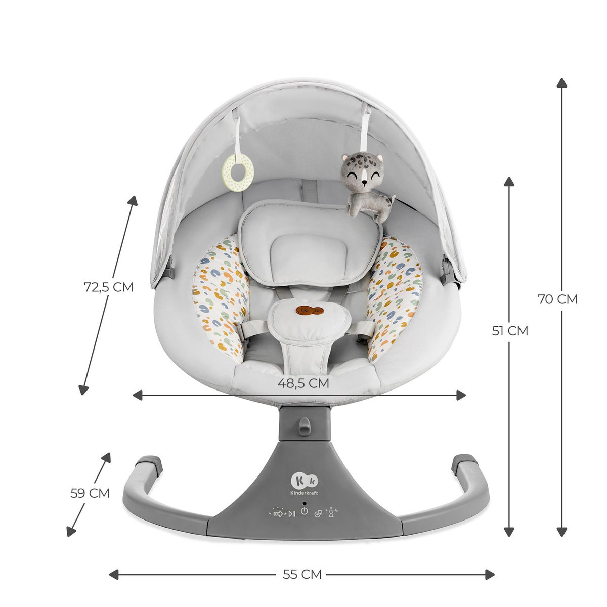 KINDERKRAFT Balancelle transat electrique 2en1 clair pratique