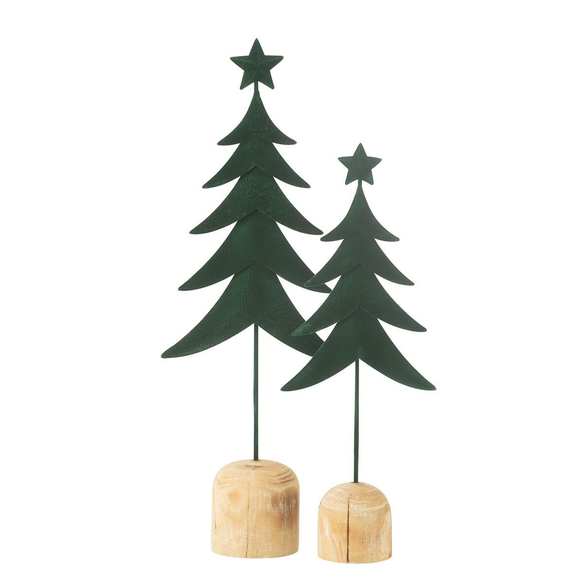 Voir la diapositive 2 : J-LINE Sapin de noël déco sur pied  étoile  49cm vert foncé