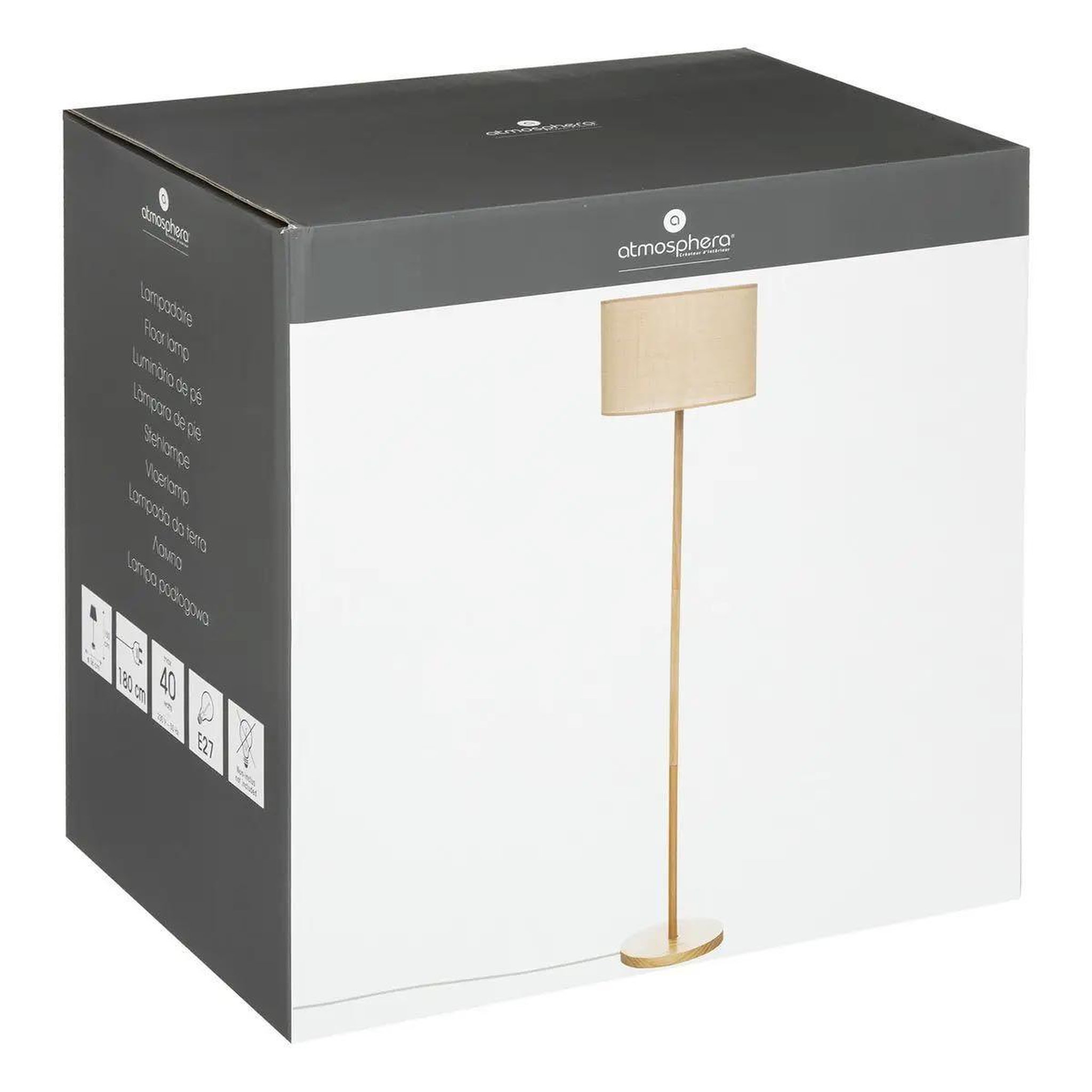 Voir la diapositive 5 : ATMOSPHERA Lampadaire design en bois  della  149cm beige