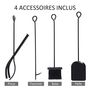 Voir la diapositive 4 : OUTSUNNY Serviteur de cheminée - porte bûches - range bûches multi accessoires étagère bûche et petit bois métal noir