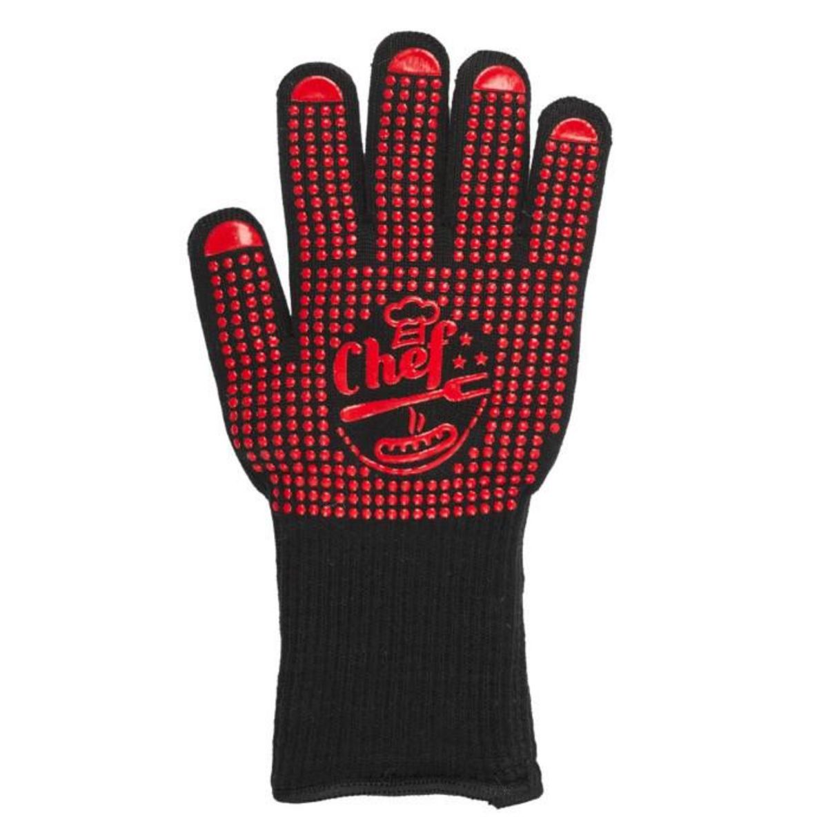 Paris Prix Gant Anti Chaleur  Barbecue  32cm Rouge & Noir