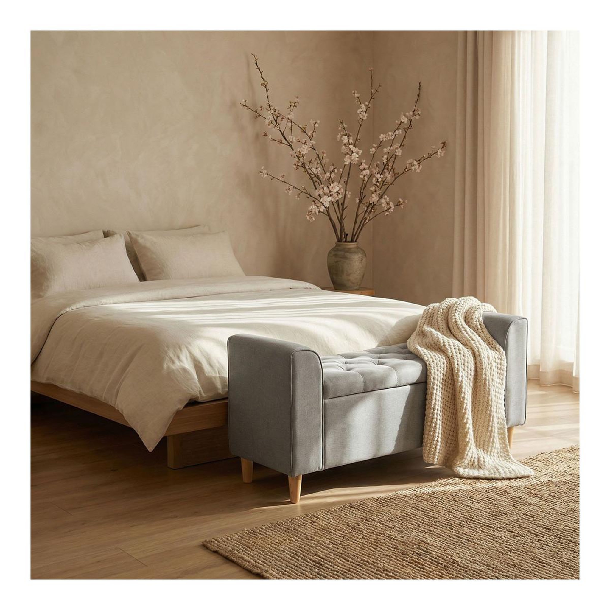 Voir la diapositive 2 : Paris Prix Banquette coffre en tissu  pooh  114cm gris clair