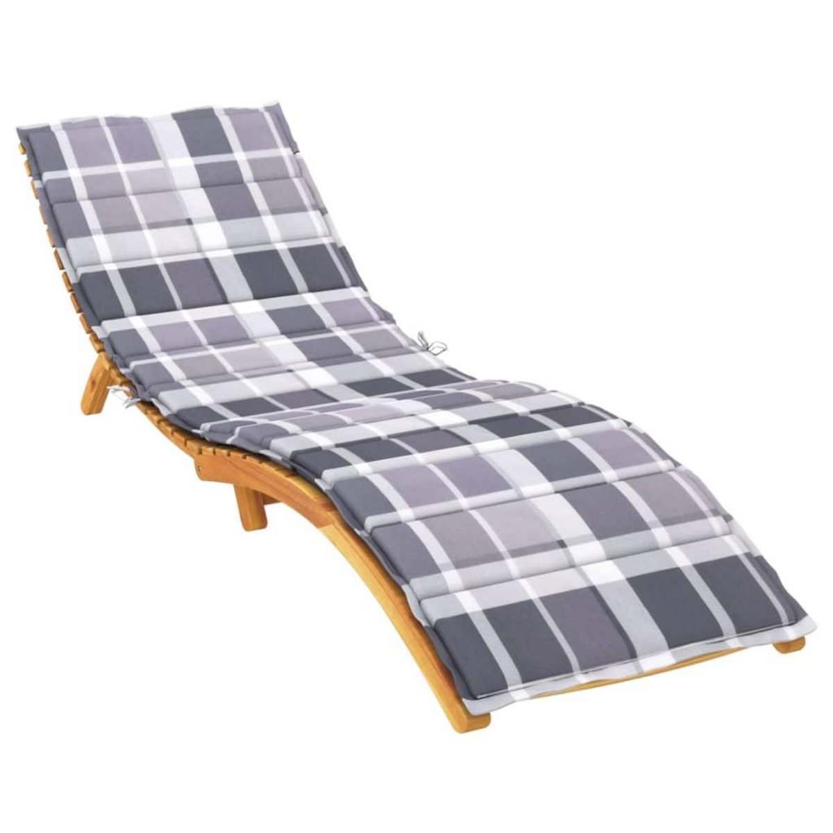 VIDAXL Coussin de chaise longue motif a carreaux gris 200x70x3 cm