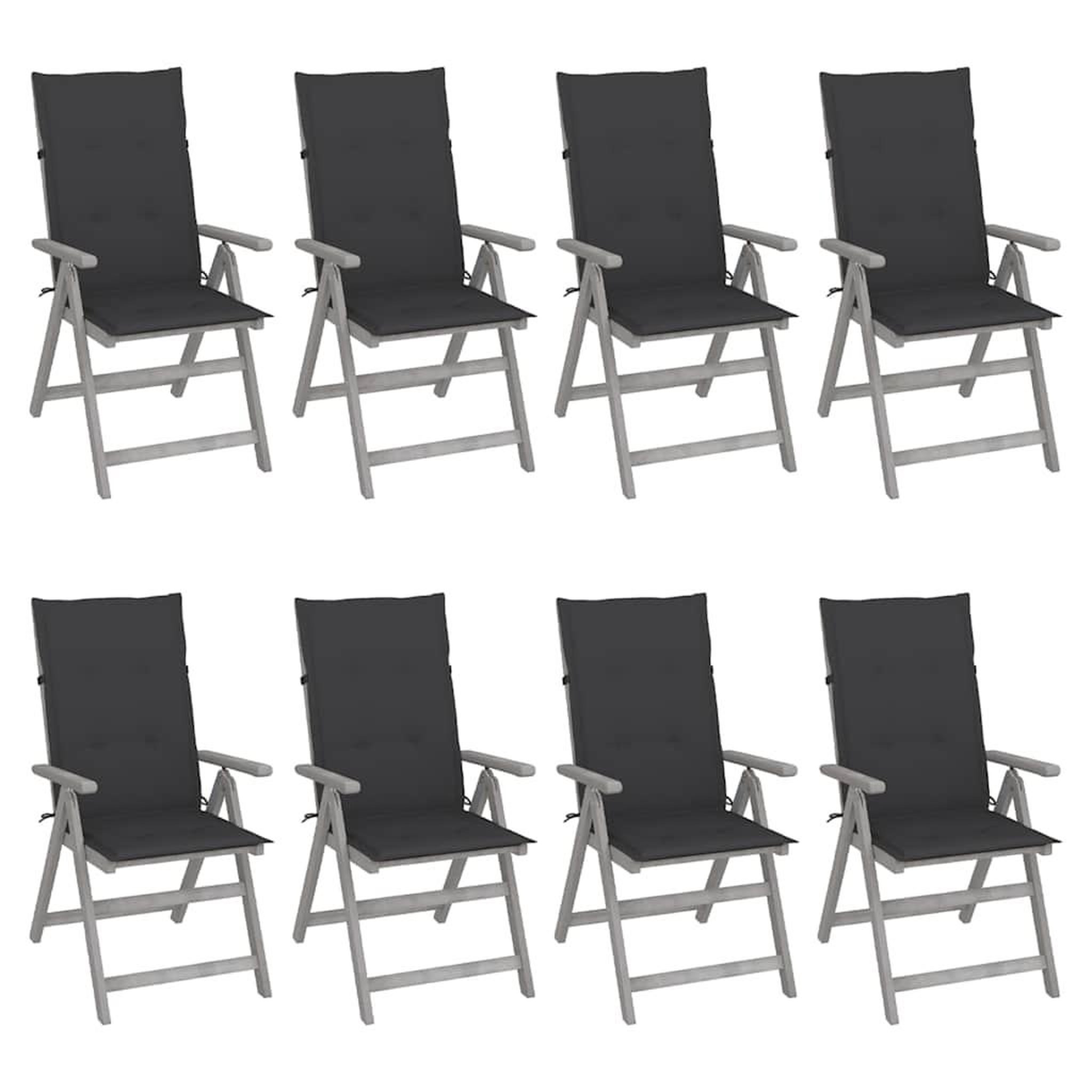 VIDAXL Chaises inclinables de jardin et coussins lot de 8 Gris Acacia