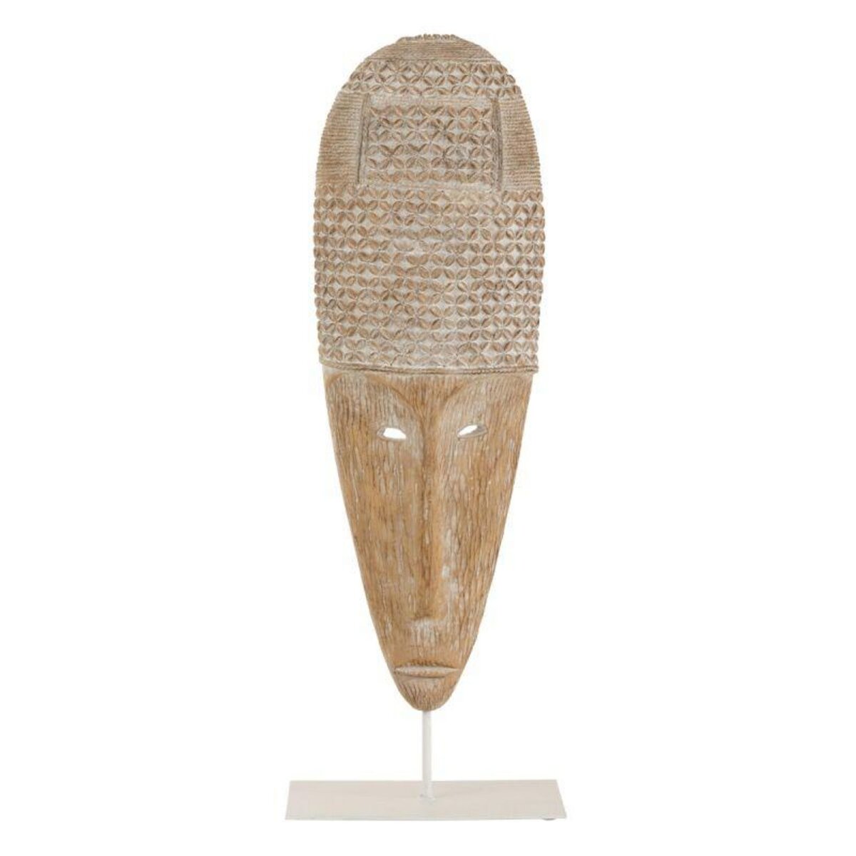 Paris Prix Statuette Déco  Masque sur Pied  64cm Blanc & Beige