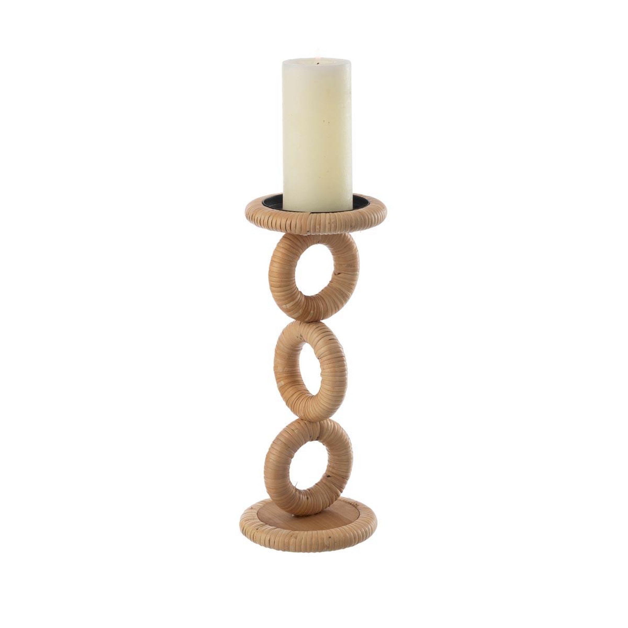 Voir la diapositive 2 : J-LINE Bougeoir en rotin  ring  36cm naturel