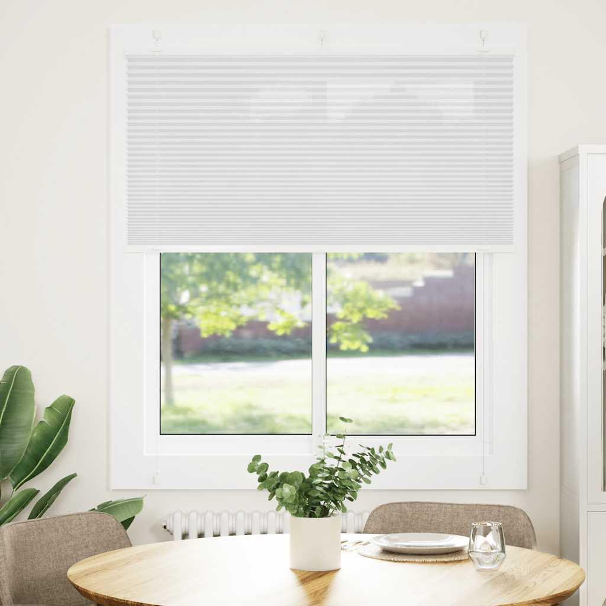 Voir la diapositive 2 : VIDAXL Store plisse blanc 115x100cm largeur du tissu 114,4cm polyester