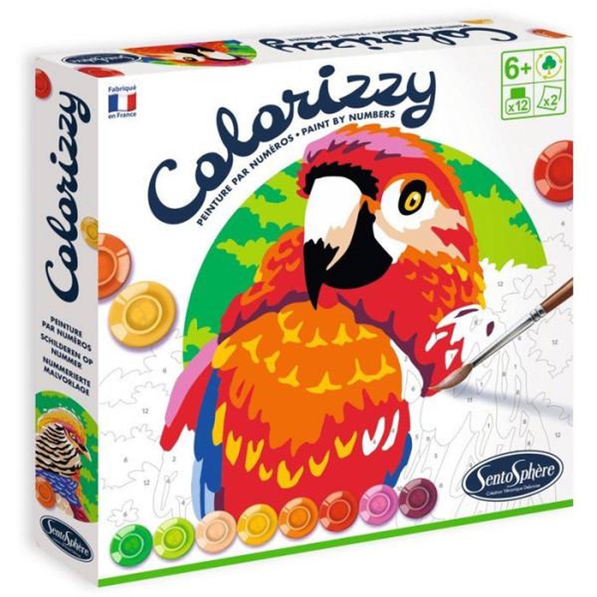 Voir la diapositive 2 : Sentosphere Peinture acrylique - sentosphere - colorizzy - oiseaux - peinture a numéro pour jeunes artistes - des 8 ans
