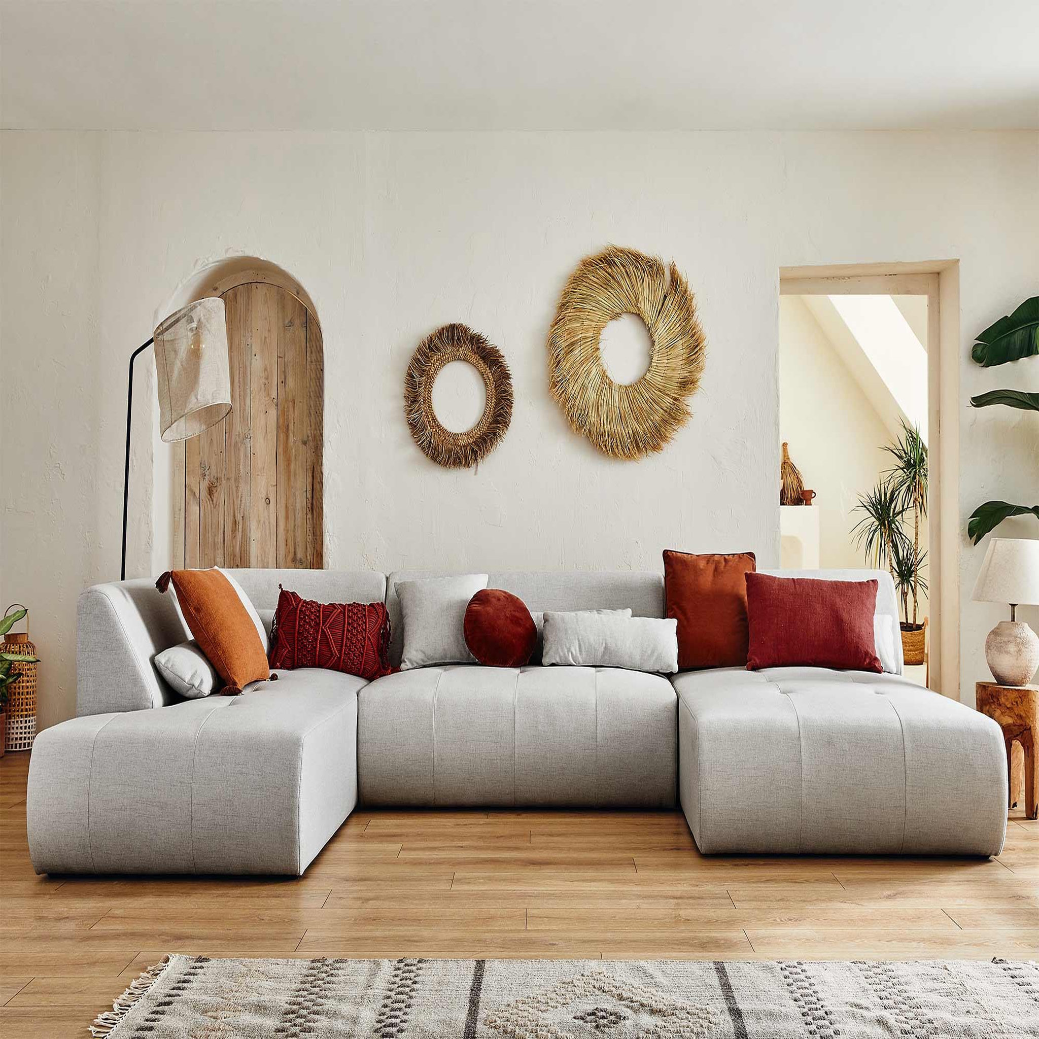 Voir la diapositive 3 : BEST MOBILIER Onyx - canapé panoramique d'angle gauche 7 places - en tissu