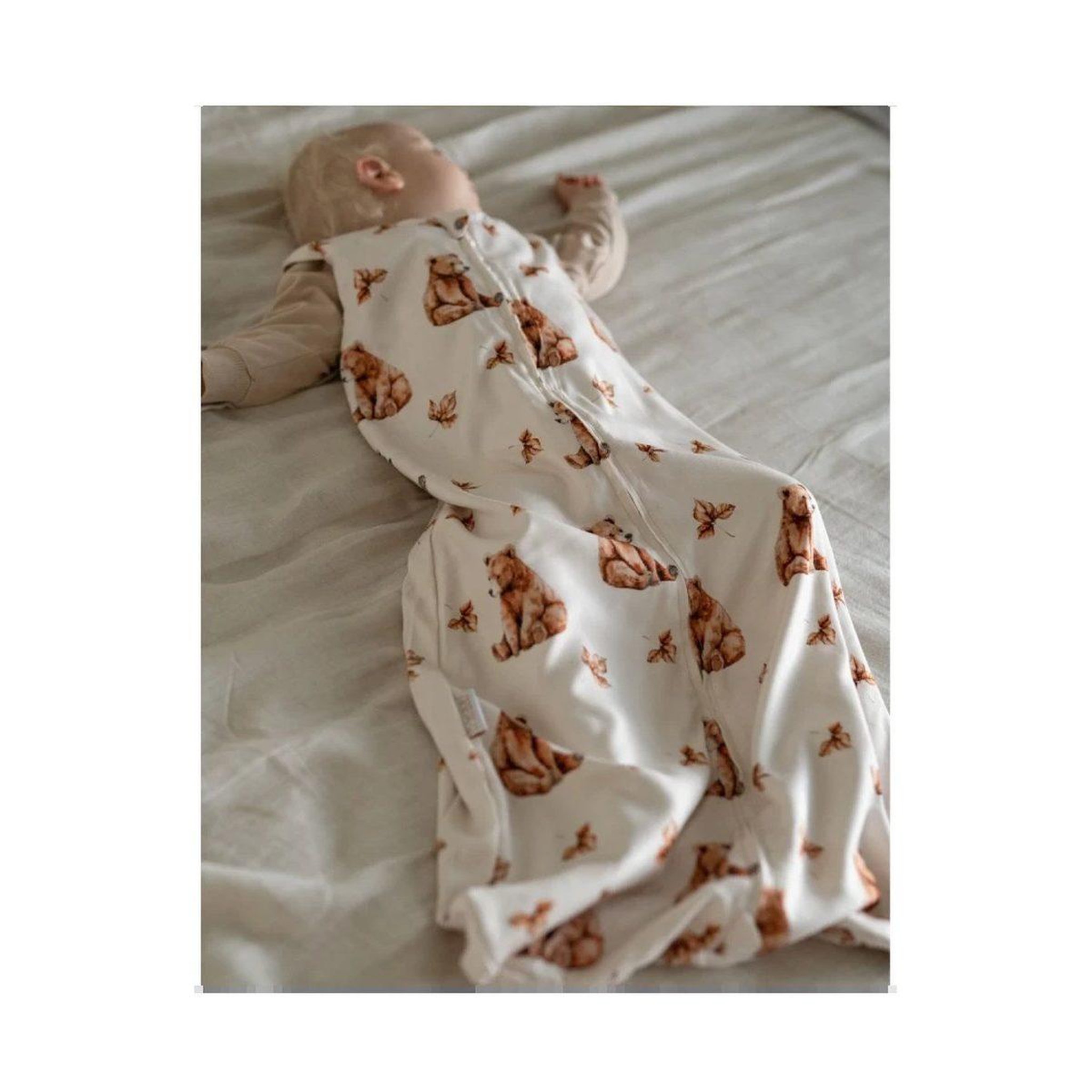 Voir la diapositive 3 : WALDIN Gigoteuse en bambou 50 × 90 cm 0,5 TOG - taille M - motif oursons, beige