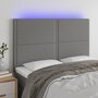 Voir la diapositive 1 : VIDAXL Tete de lit a LED Gris fonce 144x5x118/128 cm Tissu
