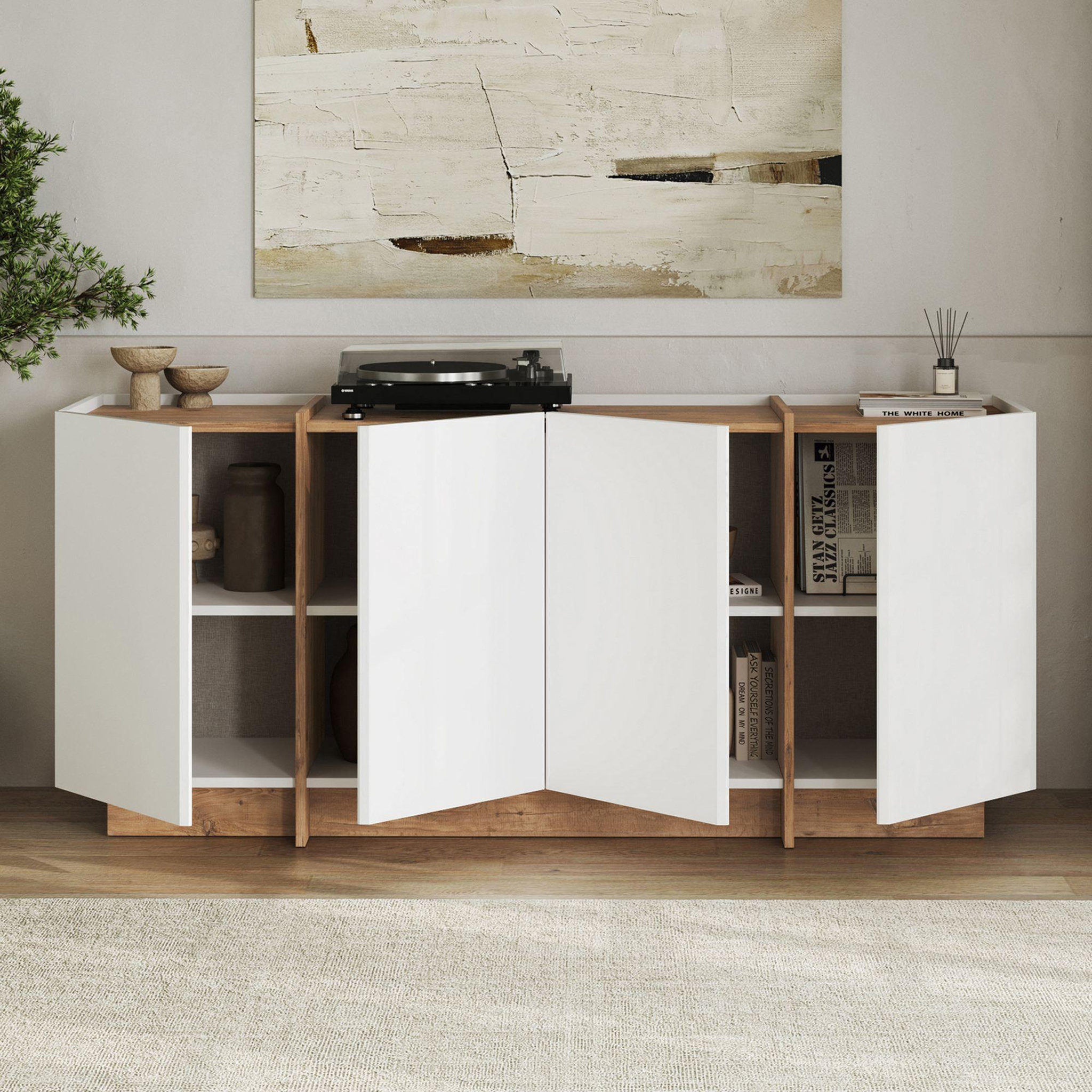 Voir la diapositive 4 : Habitat et Jardin Buffet en bois  dorma  - 180 x 45 x 80 cm - blanc / pin atlantique