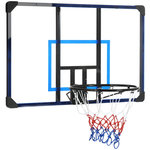 HOMCOM Panier de basket-ball mural - panneau de basket à accrocher - visserie incluse - acier PC bleu noir