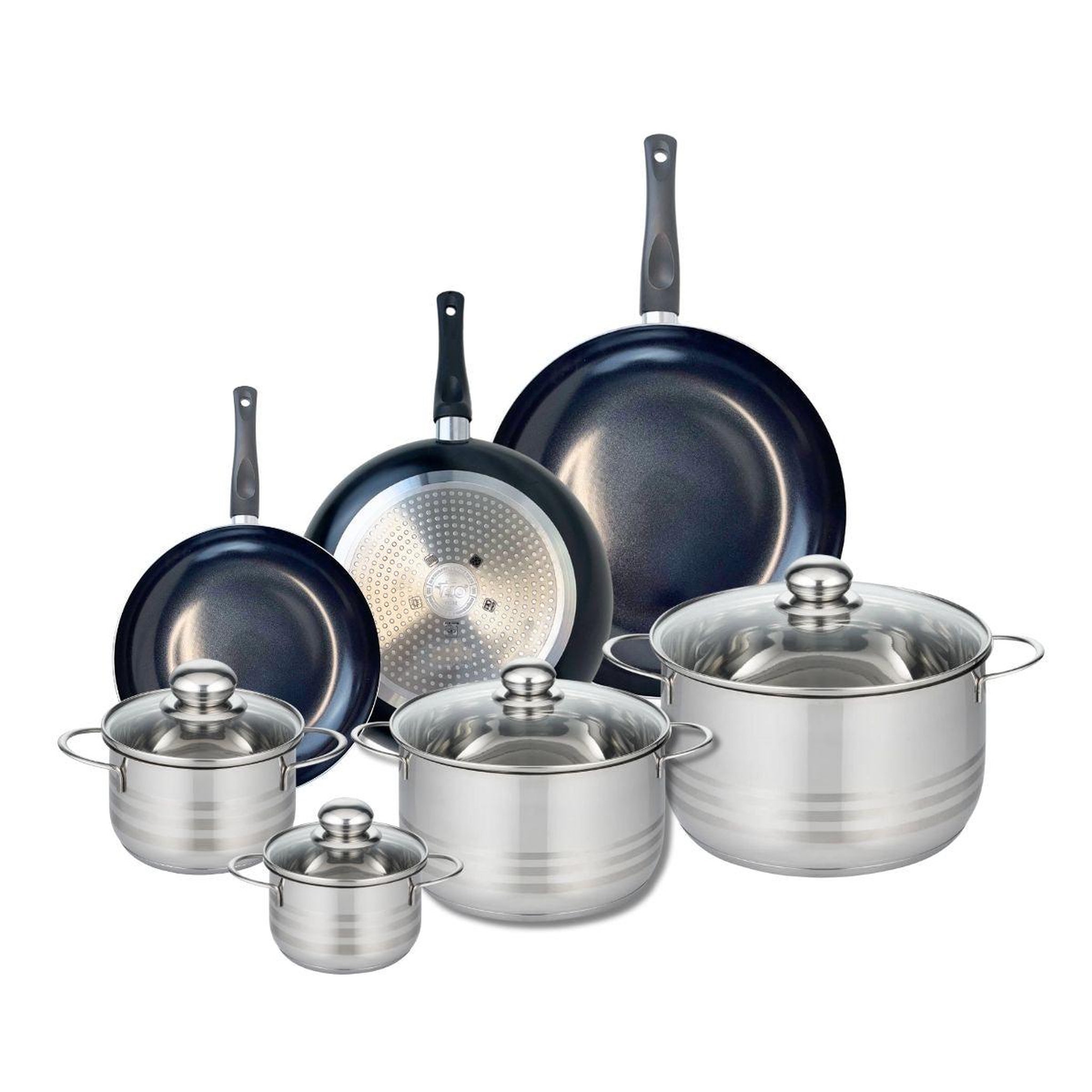 ELO Ensemble de 3 poêles de cuisson 20, 24 et 28 cm et 4 faitouts 12, 14, 20 et 24 cm elo prima brillant