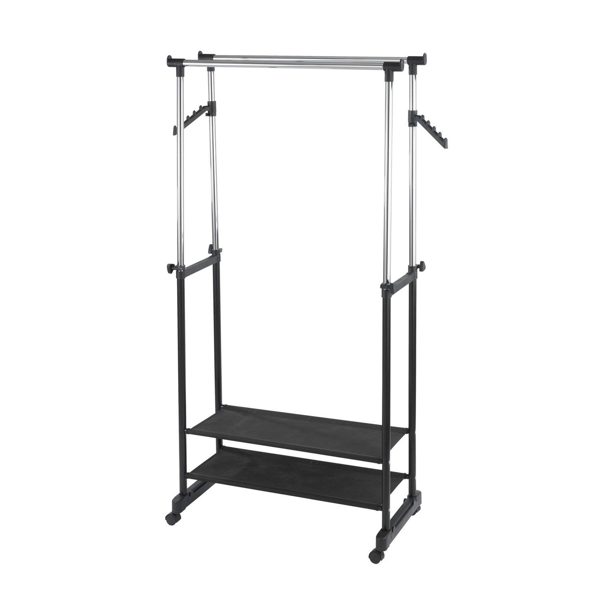 Voir la diapositive 4 : Wenko Penderie double portant mobile - h. 117/169 cm