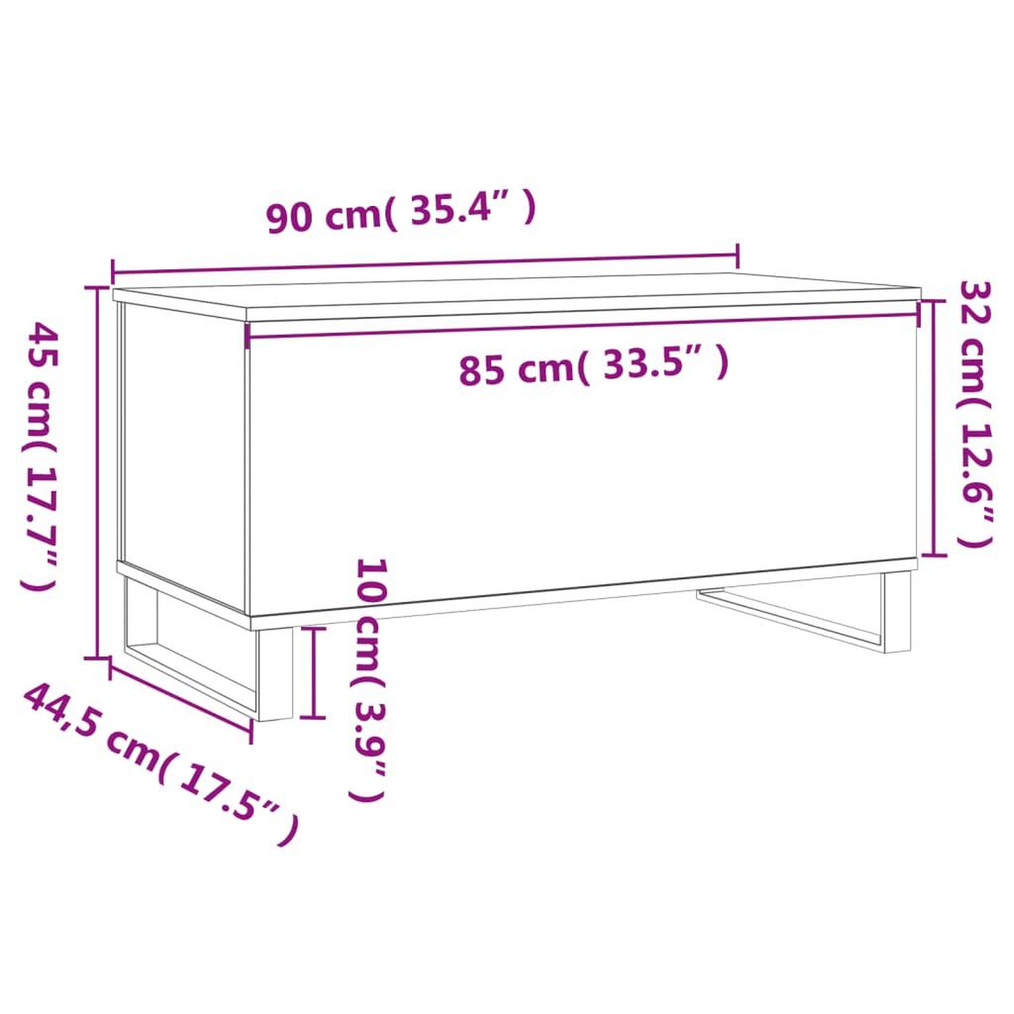Voir la diapositive 6 : VIDAXL Table basse Chene sonoma 90x44,5x45 cm Bois d'ingenierie