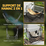 Voir la diapositive 4 : OUTSUNNY Hamac pliable complet - support acier, toile hamac coton - support 2 en 1 hamac chaise suspendue - noir beige
