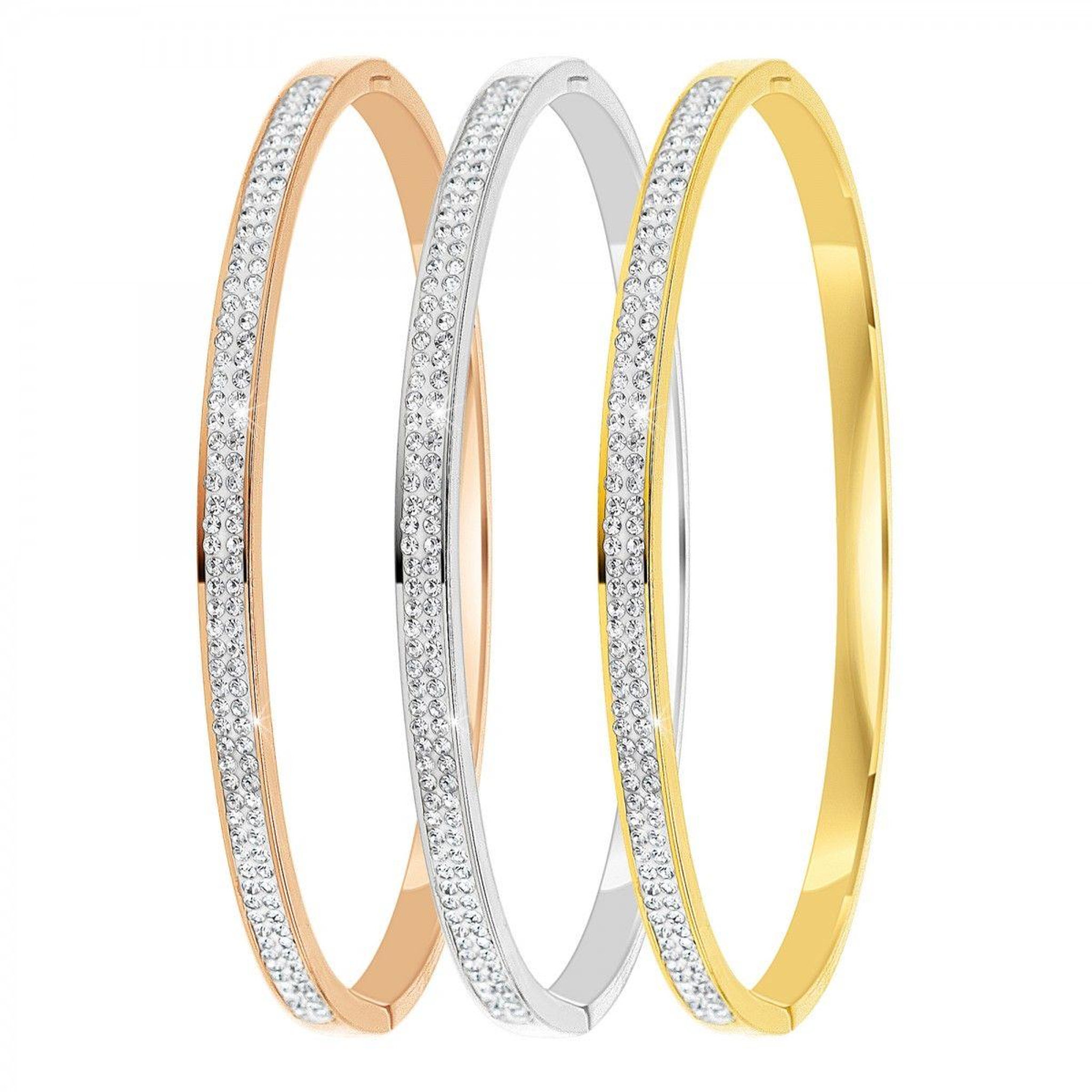 SC CRYSTAL 3 Bracelets SC Crystal en acier inoxydable ornés de Cristaux scintillants