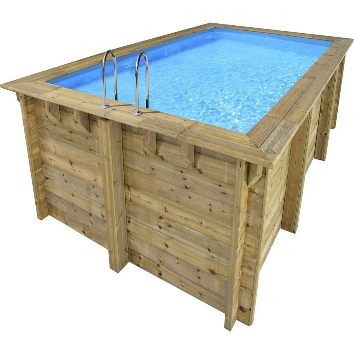 Habitat et Jardin Piscine bois rectangle   Aruba 140  - 5.00 x 3.00 x 1.38 m + Pompe à chaleur  3.5 kw/h - Hayward -  Micro  - Noir