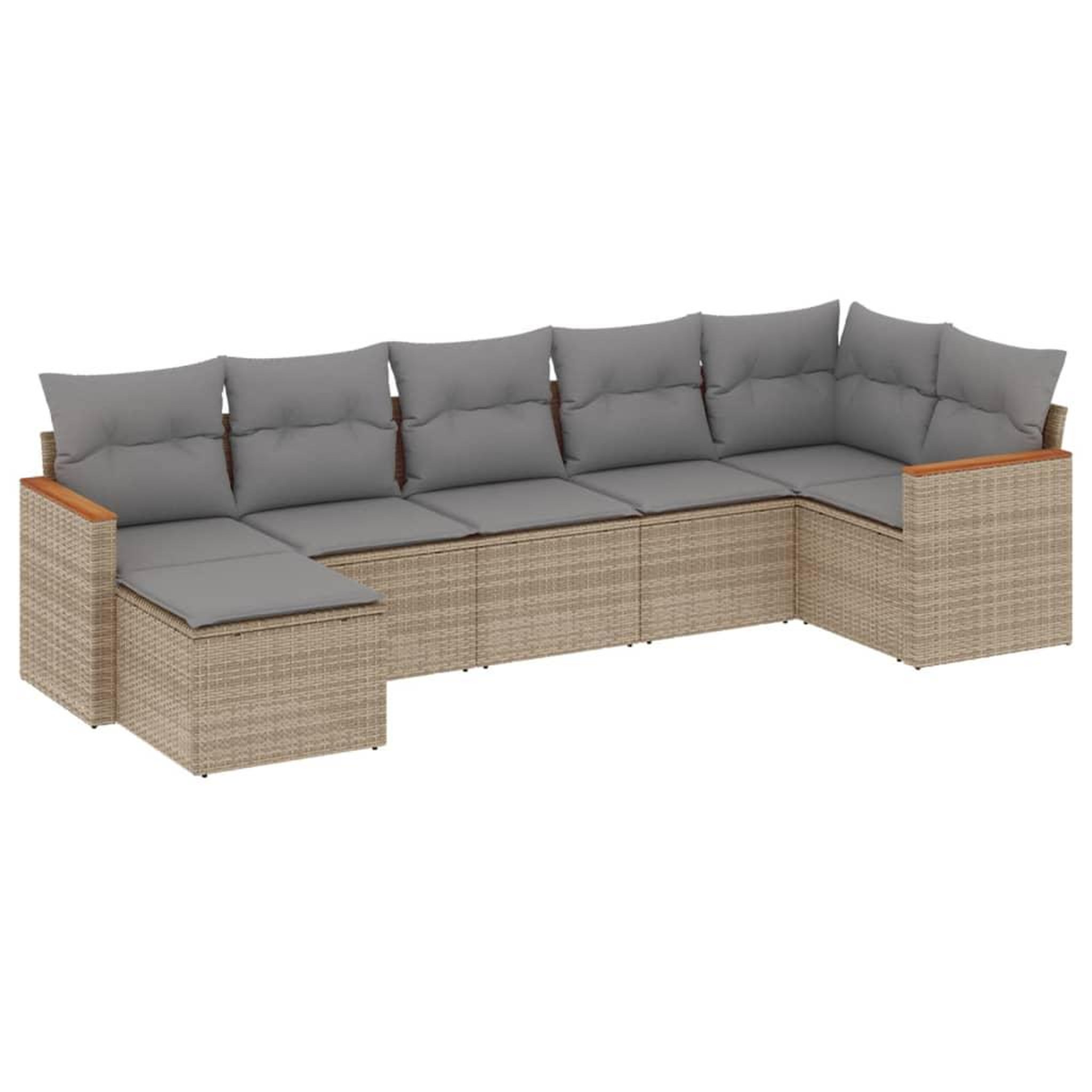 Voir la diapositive 2 : VIDAXL Salon de jardin avec coussins 7 pcs beige resine tressee