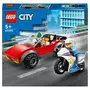 LEGO City 60392 La Course-Poursuite de la Moto de Police, Jouet Voiture de Course et 2 Minifigurines Policiers