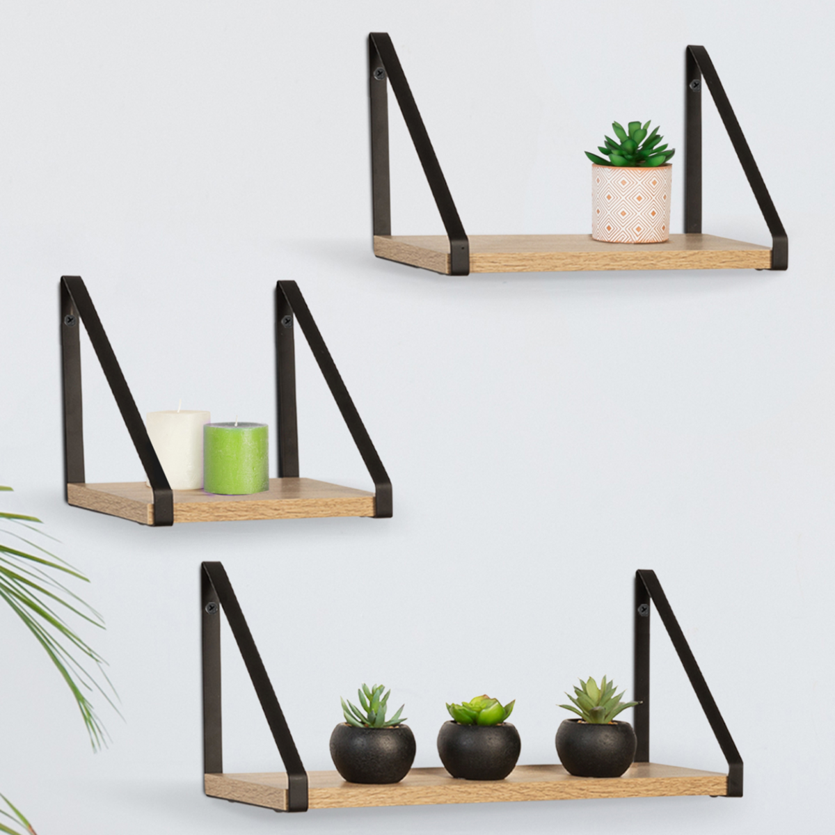 ID MARKET Lot de 3 étagères murales DETROIT design industriel