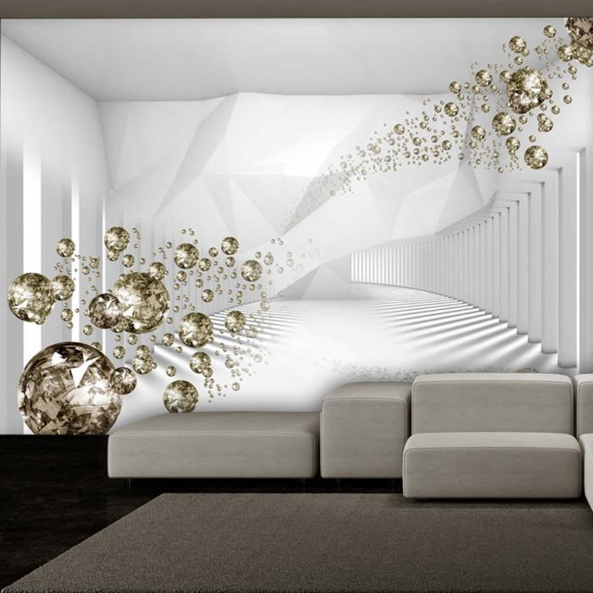 Paris Prix Papier Peint  Diamond Corridor Grey. Coloris disponibles : Multicolore