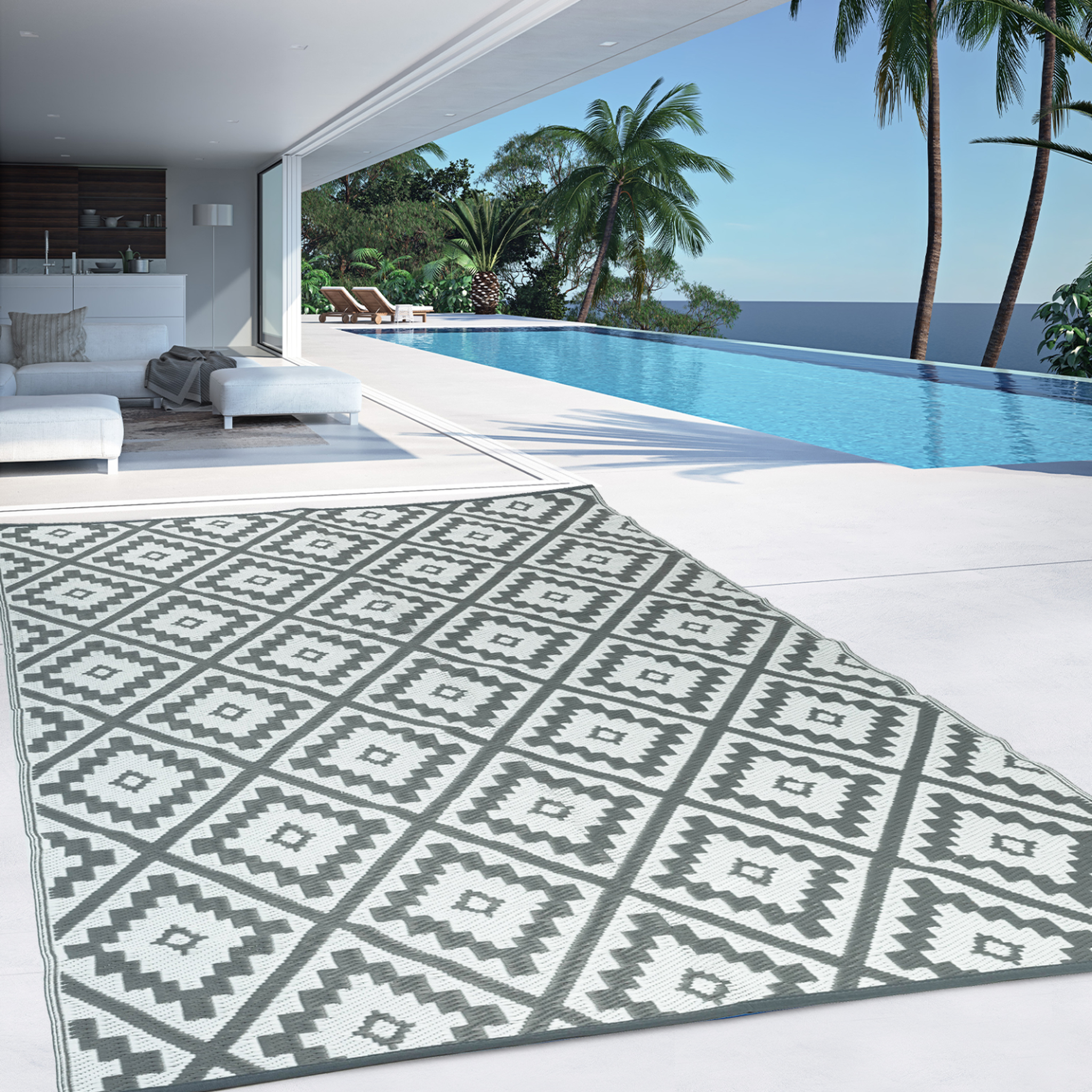 Voir la diapositive 3 : ID MARKET Tapis extérieur BAHAMAS gris 180 x 280 CM